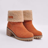 Damen warmes Quadratisch Absätze Schneestiefel