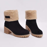 Damen warmes Quadratisch Absätze Schneestiefel
