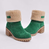 Damen warmes Quadratisch Absätze Schneestiefel