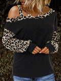 Leopard Print Ärmeln Sweatshirts mit ein Ärmellos