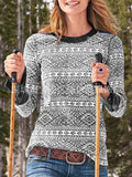 Bedruckter Rundhalsausschnitt Langarm Pullover