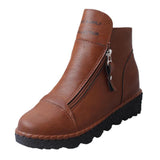 Doppel Reißverschluss Keilabsatz Stiefelette Braun Grau