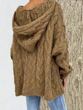 Fashion Lässig Herbst Und Sinter Unifarben Stricken Mit Kapuze Pullover