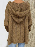 Fashion Lässig Herbst Und Sinter Unifarben Stricken Mit Kapuze Pullover