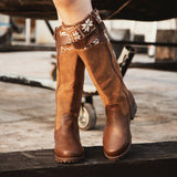 Patchwork-Stiefel mit Reißverschluss