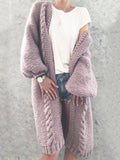 Einfarbiger Cardigan Pullover Mantel