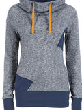 Blau Baumwollgemisch Lässig Kapuze Sweatshirt