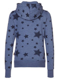 Blau Kapuze Baumwollgemisch Langarm Sweatshirt