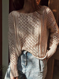 Lässiger einfarbiger ausgehöhlter Pullover