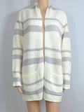 Lang Gestrickt Streifen Cardigan