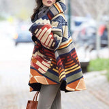 Neuer geometrischer Druck Hoodie Coat