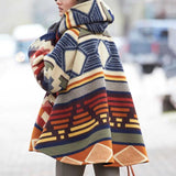 Neuer geometrischer Druck Hoodie Coat