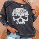 Lässiges Langarm Totenkopf Sweatshirt