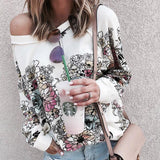 Bedruckter Rundhalsausschnitt Langarm Sweatshirt