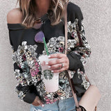 Bedruckter Rundhalsausschnitt Langarm Sweatshirt