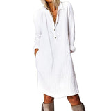Solide Farbe Casual Long Sleeve Kleid