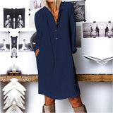 Solide Farbe Casual Long Sleeve Kleid