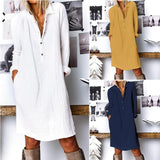 Solide Farbe Casual Long Sleeve Kleid