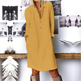 Solide Farbe Casual Long Sleeve Kleid