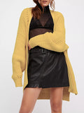Einfarbiger mittellanger Pullover Mantel