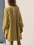 Einfarbiger mittellanger Pullover Mantel