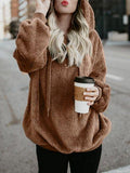 Flauschige Sweatshirt mit Reißverschluss und Kapuze