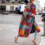 Modisch bedruckter loser langer Trenchcoat