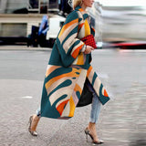 Modisch bedruckter loser langer Trenchcoat