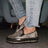 4 Farben Funkelnde Strass Plateau Sneakers