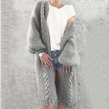 Einfarbiger Cardigan Pullover Mantel