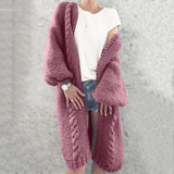 Einfarbiger Cardigan Pullover Mantel