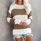 Langärmliger lässiger Farbblockpullover