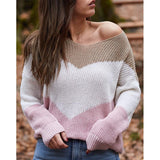 Farbe passend V-Neck Lange Ärmel Lose Knit Sweater