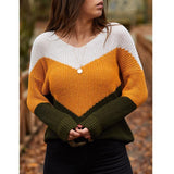 Farbe passend V-Neck Lange Ärmel Lose Knit Sweater