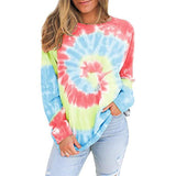 Langarm Rundhalsausschnitt Batikdruck Sweatshirt