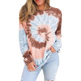 Langarm Rundhalsausschnitt Batikdruck Sweatshirt