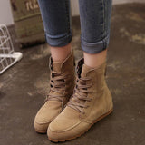 Damen  Flache Stiefelette mit Schnürung