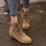 Damen  Flache Stiefelette mit Schnürung