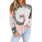 Langarm Rundhalsausschnitt Batikdruck Sweatshirt