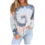 Langarm Rundhalsausschnitt Batikdruck Sweatshirt