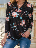 Print V-Ausschnitt Langarm Urlaub Shirts & Blusen&Shirts