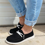 Alltag Canvas Slip-On Flache Loafers Grau Schwarz
