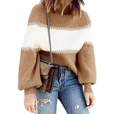 Lässiger hohem Hals Farbblock Pullover