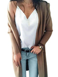 Modische lässige mittellange Strickjacke