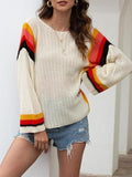 Lässiger Fledermausärmel-Farbblockpullover