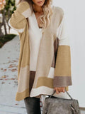 Modische lässige farblich passende mittellange Strickjacke