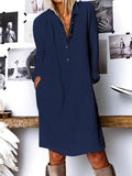 Solide Farbe Casual Long Sleeve Kleid