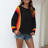 Lässiger Fledermausärmel-Farbblockpullover
