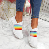 Regenbogen Farben Flyknit Schlupf Laufschuhe Sneakers