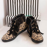 Leopard Gestreift Quaste Schnür Sneakers